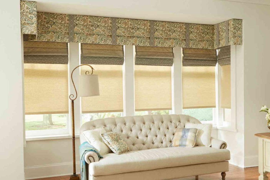 Drapery Cornice and Layered Shades