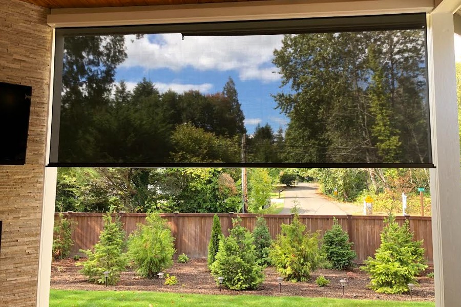 Exterior Shade Under Covered Patio Showing Glare Reduction Effectiveness