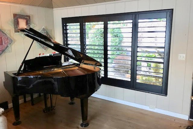 Black Shutters in Piano Foyer